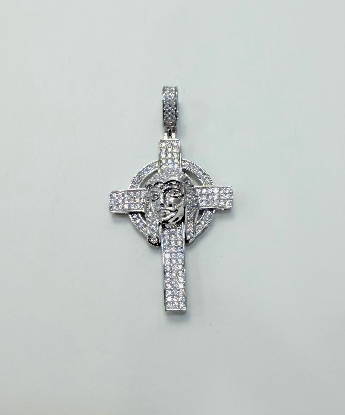 S404- NEW .925 Sterling Silver Full CZ Cross Hip Hop Pendant W.G