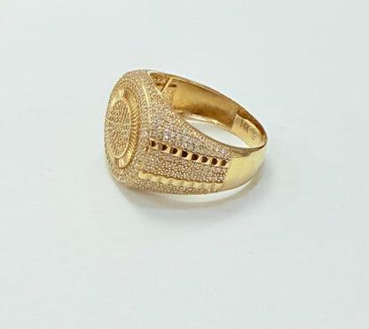 1349- NEW 14K Classic Round Ice Out Men's Ring W.G