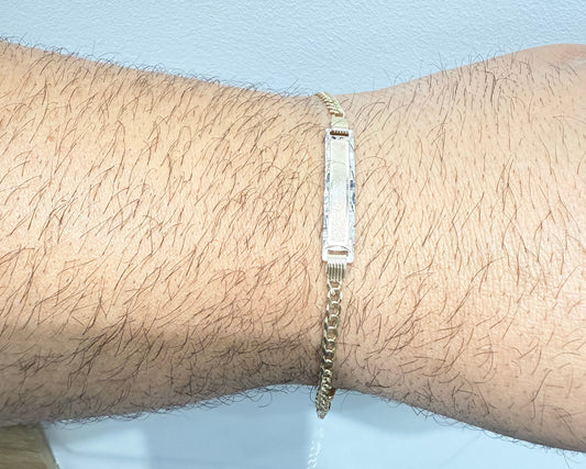 1097-NEW 14k Solid Cuban Curb Kids ID Bracelet (3mm) W. G