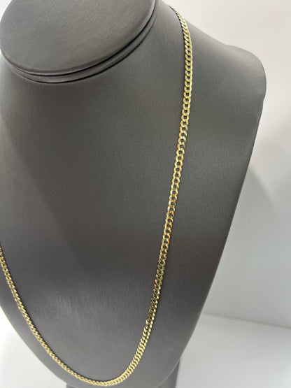 1627- NEW 14K Solid Cuban Curb Chain 24" 3.7mm W.G