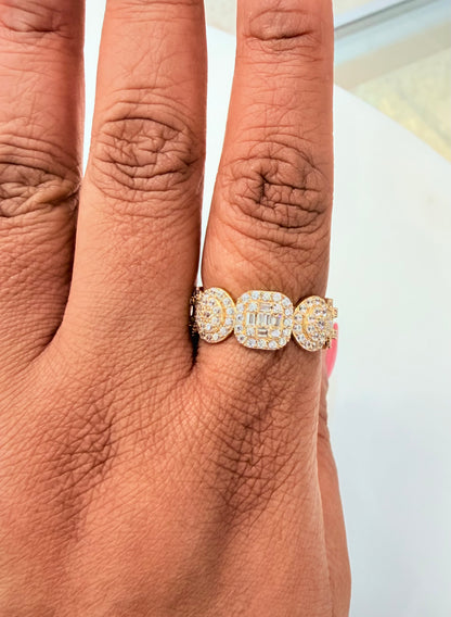 1005-NEW 14K Belt Ring Full CZ Stone W.G