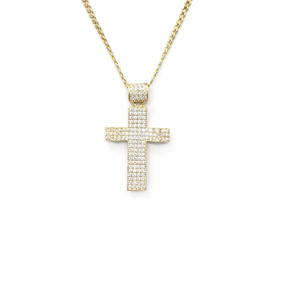 1293- 14K Cross Full Cz Pendant W.G