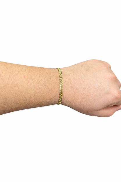 1551- 10K Solid Miami Cuban Bracelet 8”(5mm)W.G