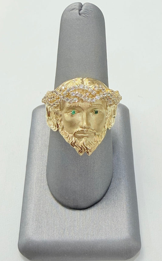 1834- NEW 14K Jesus 3D Face Fashion Ring W.G