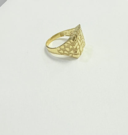 1696- NEW 10K Square Nugget Men Ring W.G