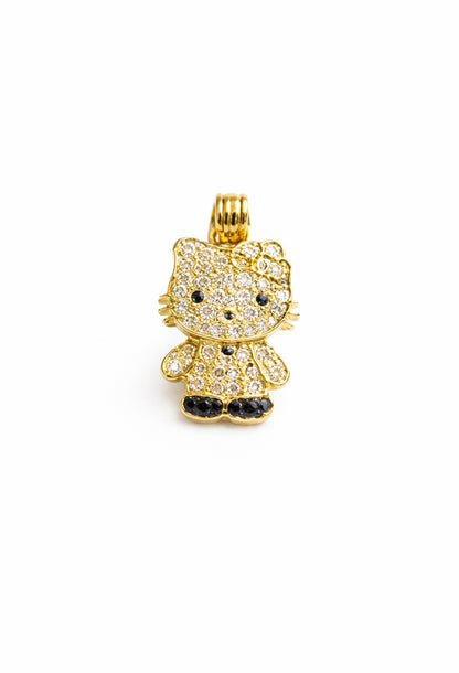1500- NEW 14K Small Hello Kitty Full Cz Pendant W.G