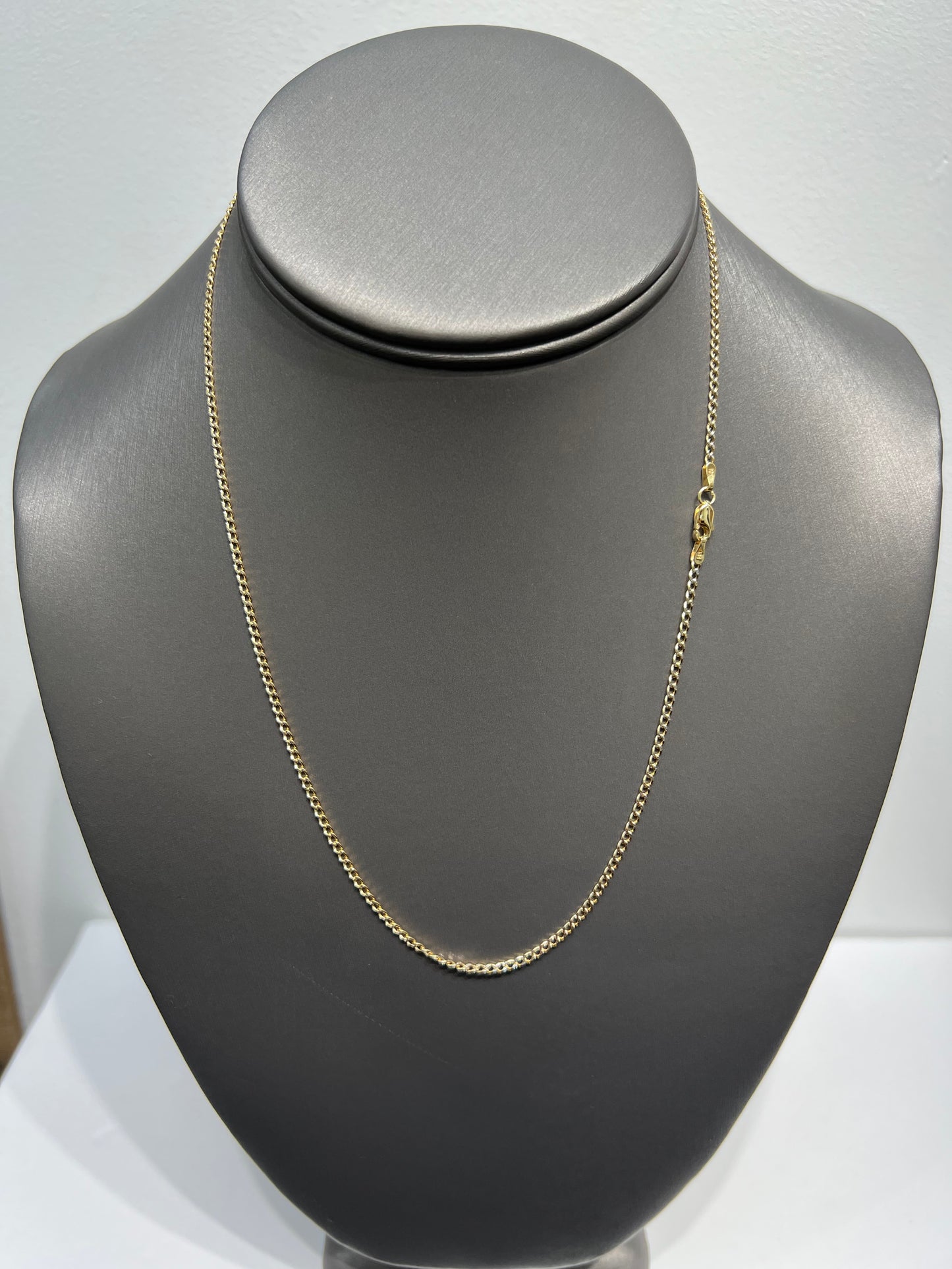 1326- NEW 10K Hollow Cuban Curb Chain Two tone 18” (2mm) W.G