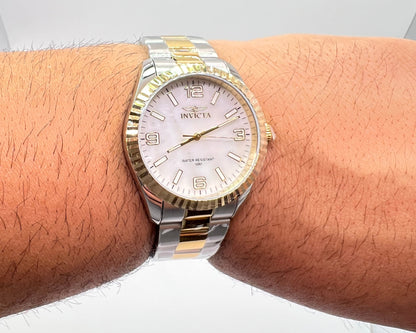 R49- Invicta Specialty Unisex Mother of Pearl Dial Color Gold & Silver