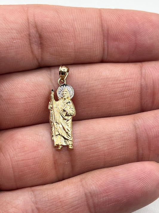 625- NEW 14K Solid Gold St. Jude Pendant W.G