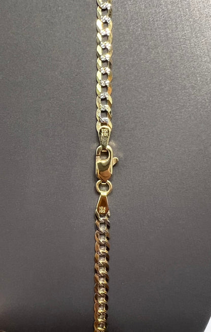 1323- NEW 10K Solid Cuban Curb Chain Two Tone 18” (3.6mm) W.G