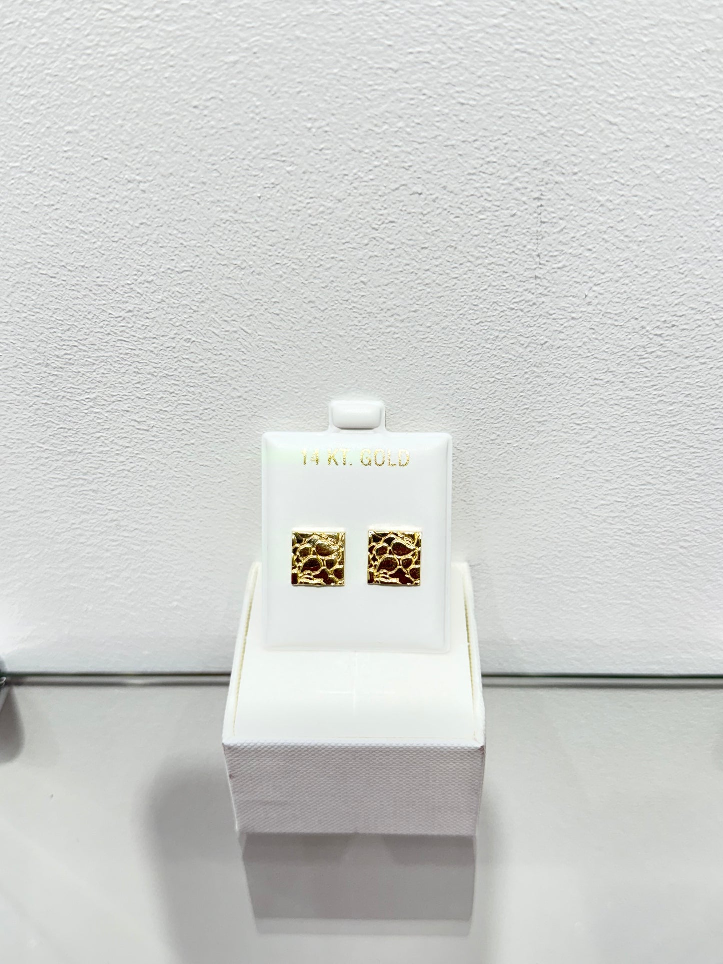 983-14K Square Nugget Stud Earrings (W.G)