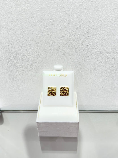 983-14K Square Nugget Stud Earrings (W.G)
