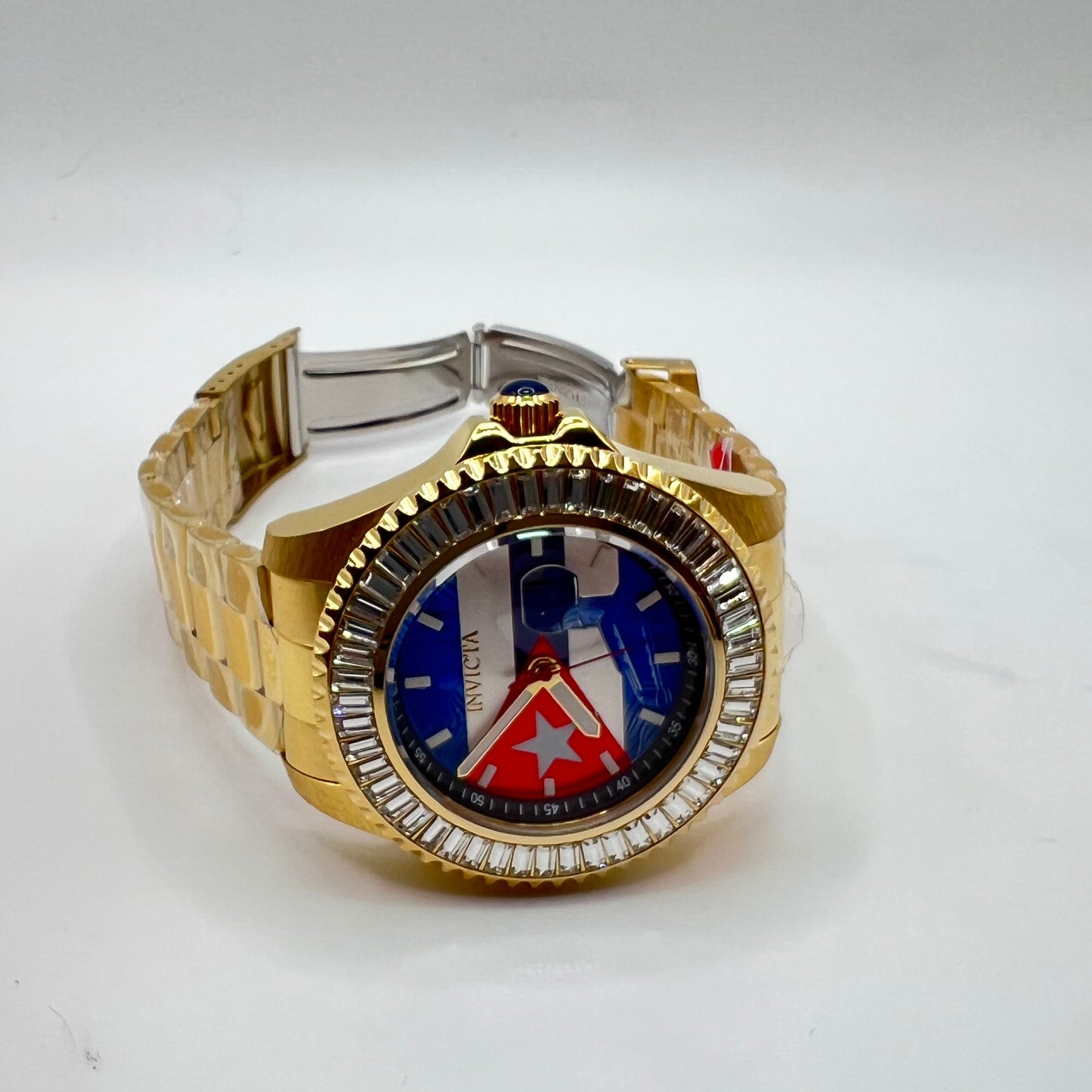 R52- Invicta Cuban Flag Men's Watch Color Gold- 47mm