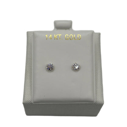 608- 14K Small Stud Earrings Cz Stone