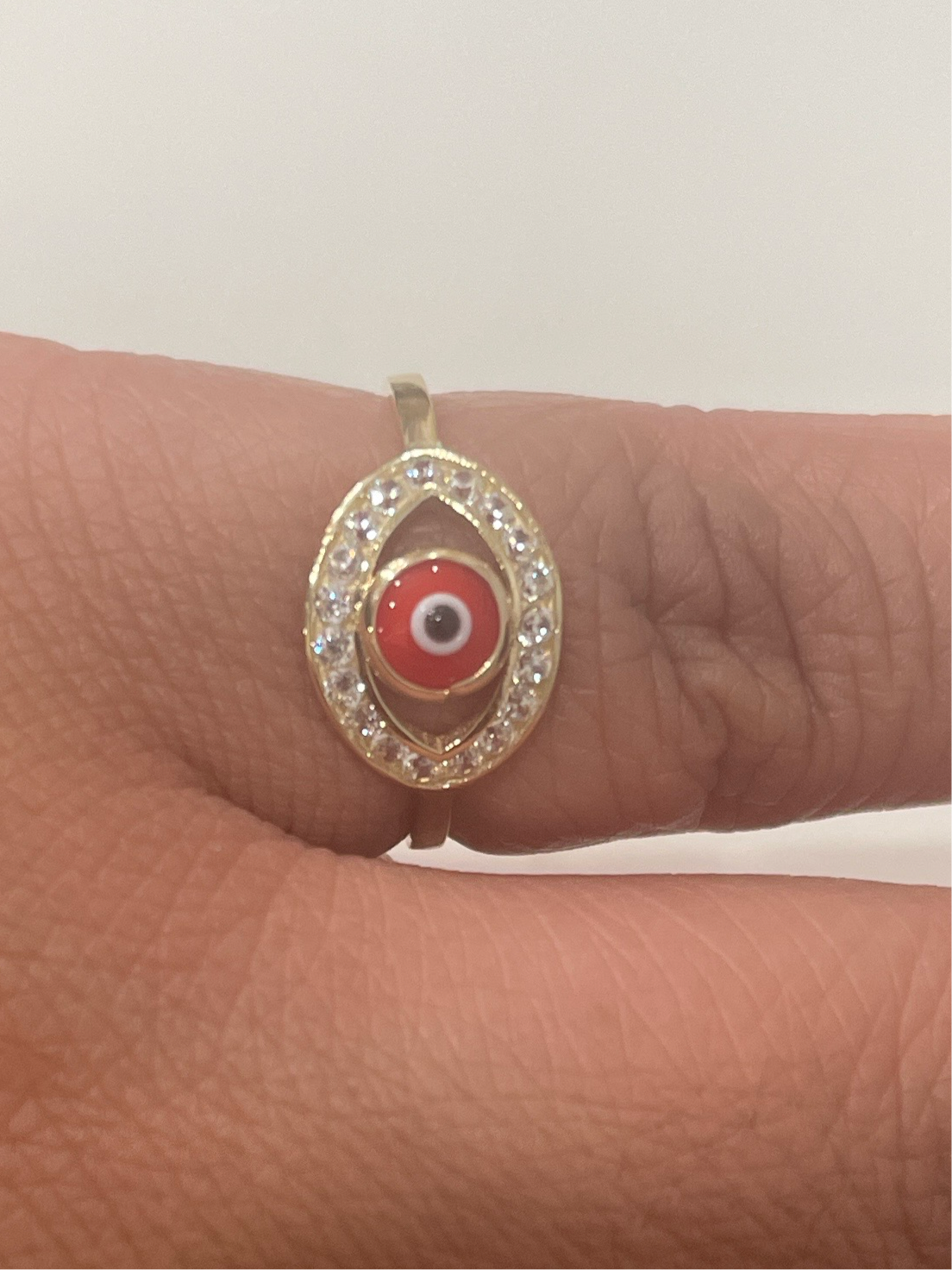 713- Red Evil Eye Ring Sz 7