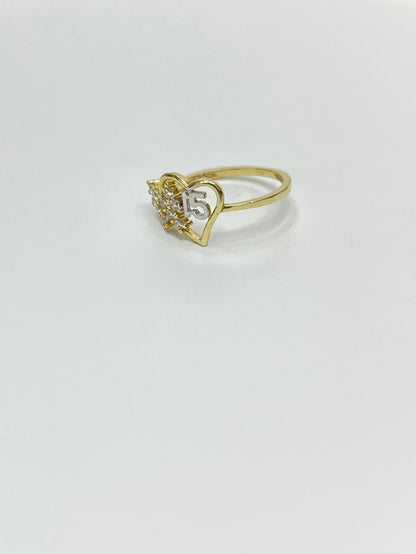 1486- NEW 10K Double Heart Quinceañera Ring W.G