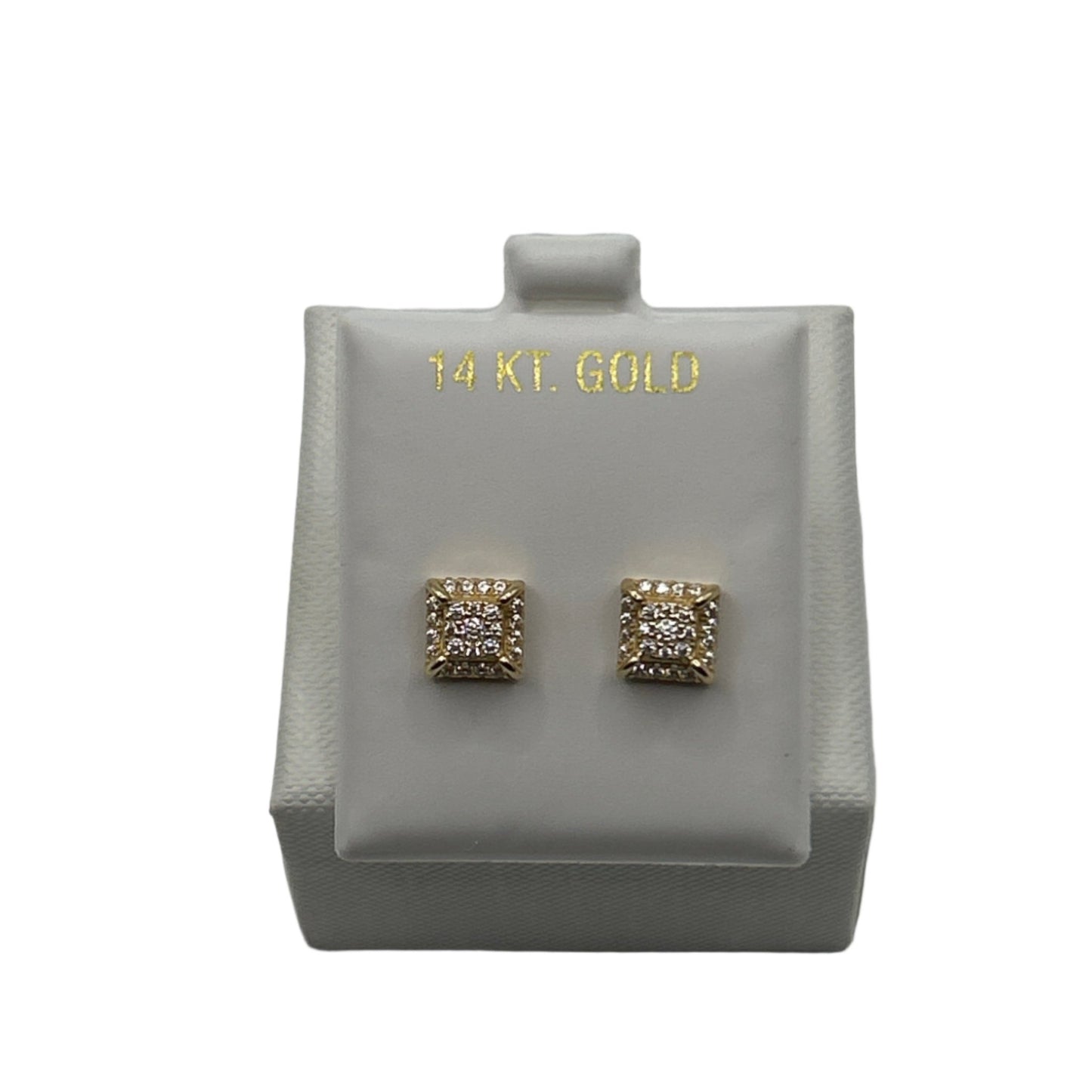 605- 14K Cz Stones Square Stud Earrings