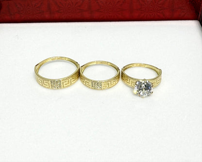 1142- NEW 14K Trio Wedding Versace Rings W.G