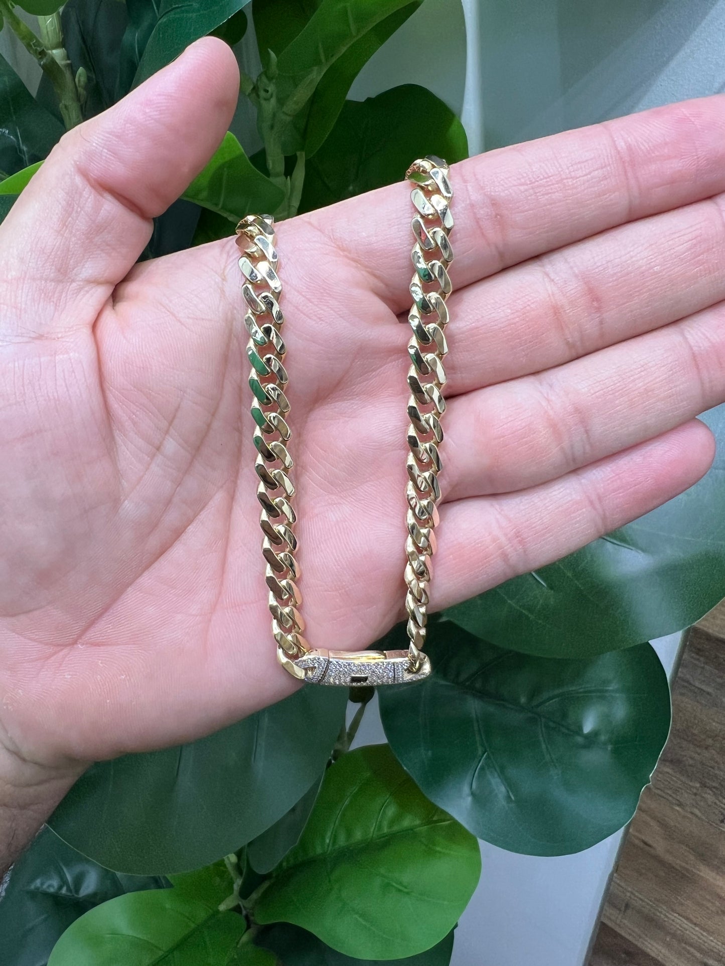 1606- NEW 14K Hollow Cuban Monaci Chain 18" (8mm)W.G