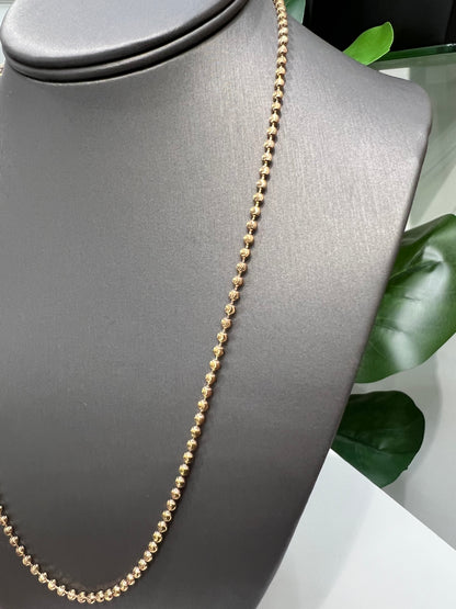 1537-14K Moon Cut Ball Bead Chain Necklace 22" (2.85mm) W.G