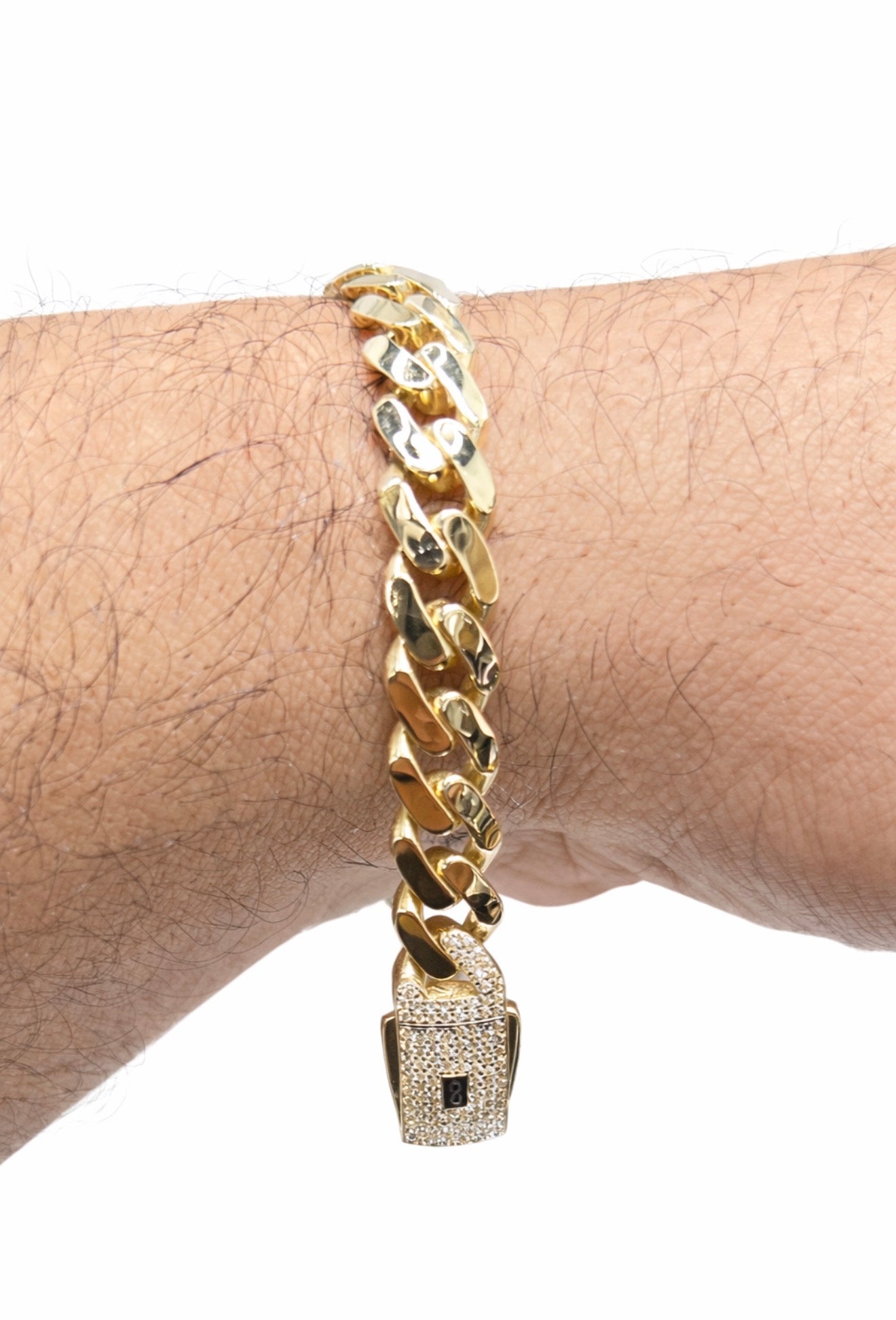 1462- NEW 14k Hollow Cuban Monaci Bracelet 8" (9mm) W.G