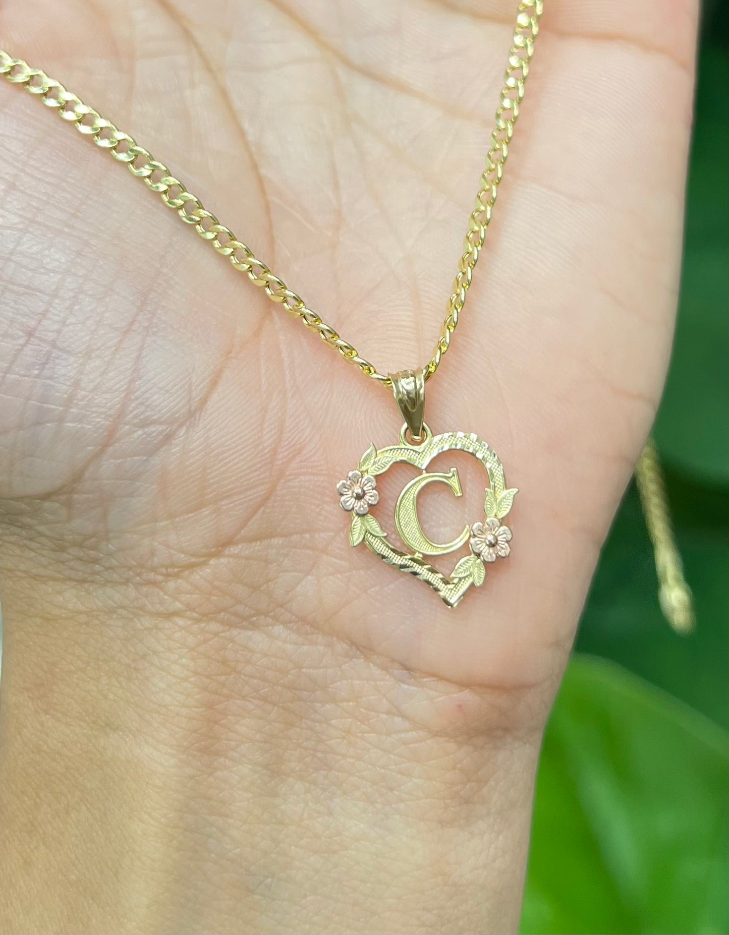 0072- NEW 14K Letter “C” Heart Shape Pendant W.G