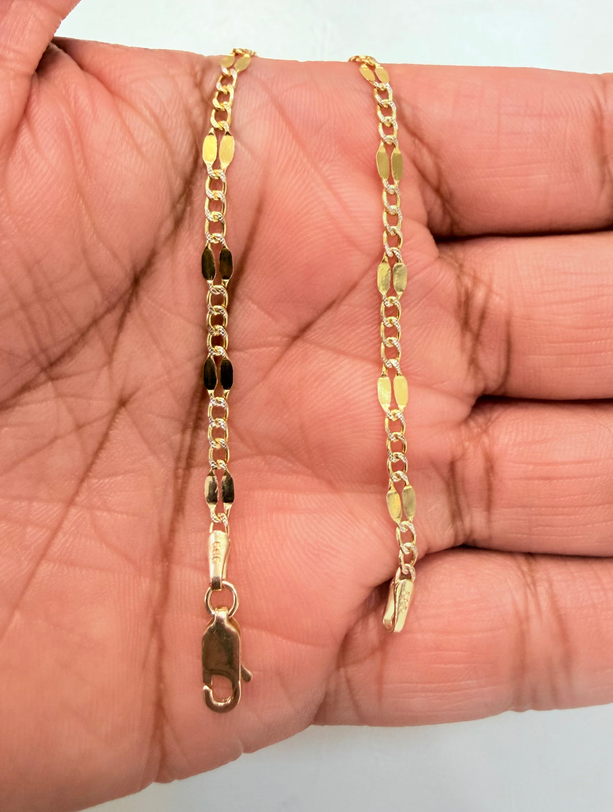 1815- NEW 14K Cuban Mirror Bracelet 7” (3.3mm)