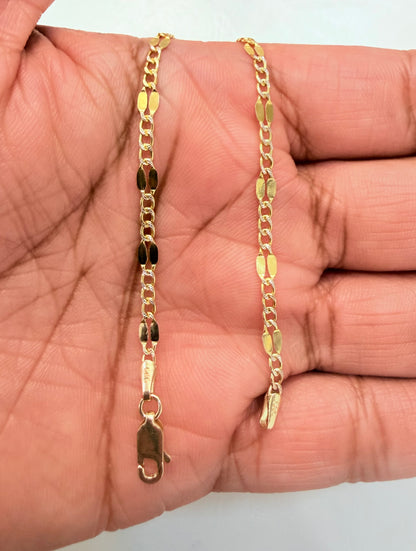 1815- NEW 14K Cuban Mirror Bracelet 7” (3.3mm)