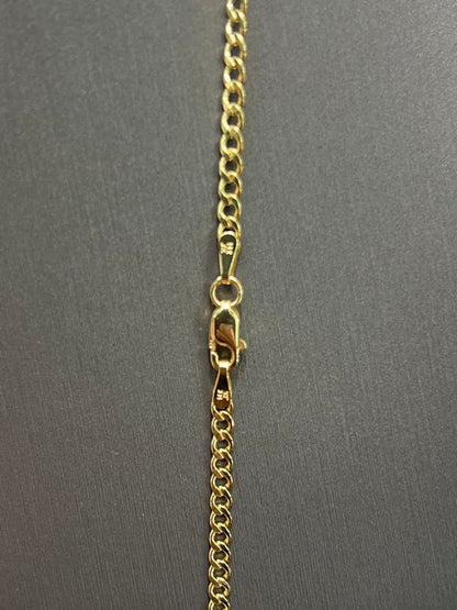 C34- 14K Hollow Cuban Chain 18” (2.5mm) & Cross Pendant Set W.G