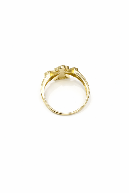 1520- NEW 10K Cross Nugget Fashion Ring W.G