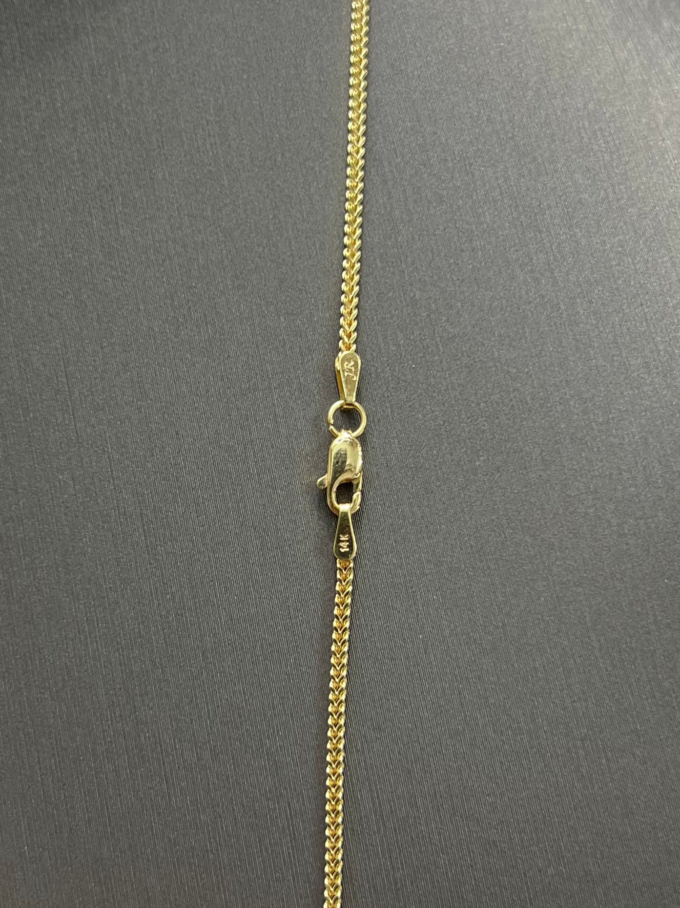 C9- NEW 14k Franco Chain 20” (1.5mm) & Black Clover Pendant SET W.G