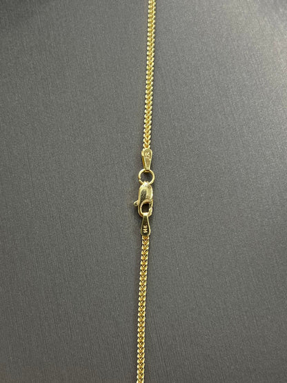 C9- NEW 14k Franco Chain 20” (1.5mm) & Black Clover Pendant SET W.G