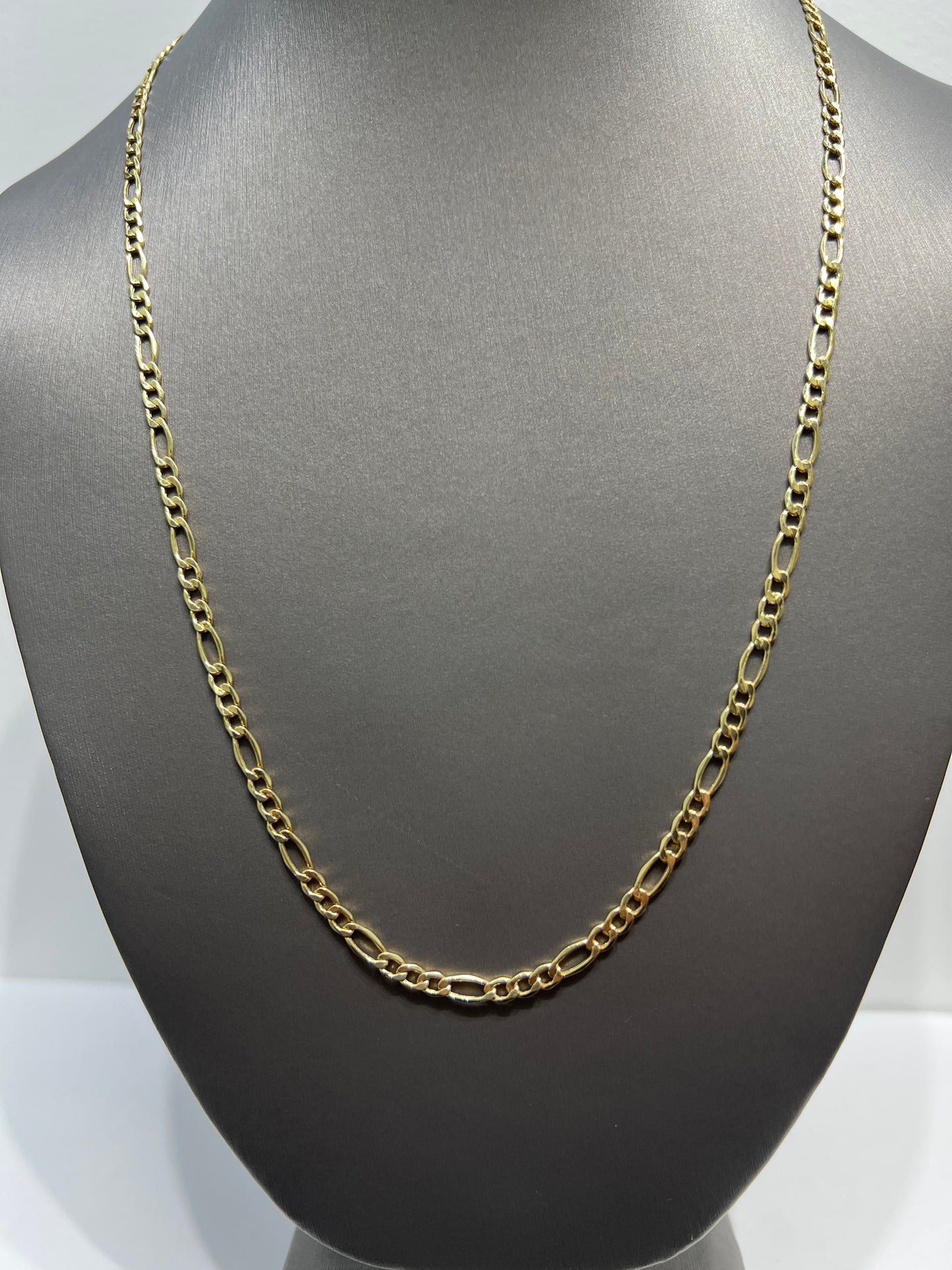 522-NEW  14K Hollow Figaro Chain (3.4mm) W.G