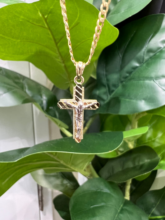 1279- NEW 10K Crucifix Pendant W.G