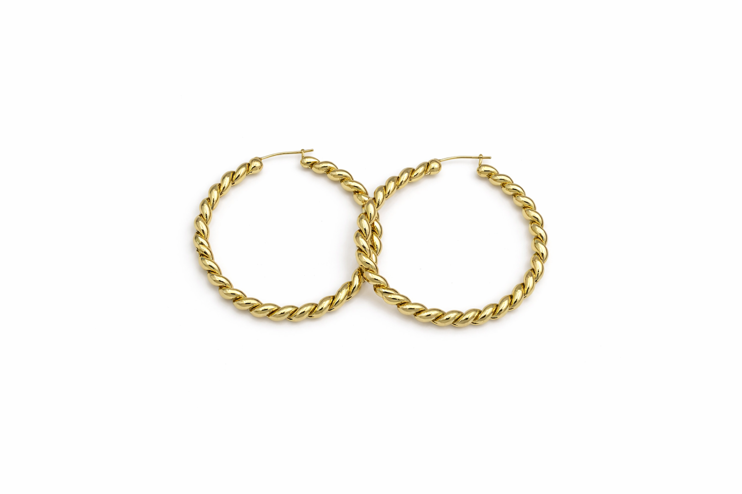 1556- NEW 10K Rope Twist Hoop Earrings (36.9x3.6mm) W.G