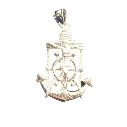 S299- Silver Jesus Cross & Anchor Pendant Small