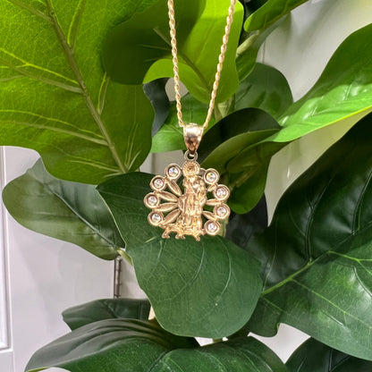 1302-NEW 10K Gold Unisex CZ St. Lazarus Religious Charm Pendant W.G