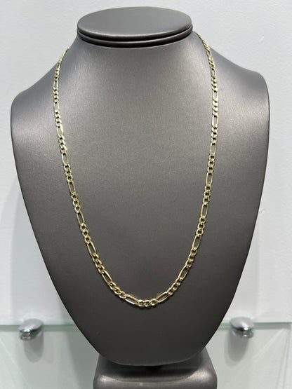 1255- NEW 14K Solid Figaro Chain 22" (4mm) W.G