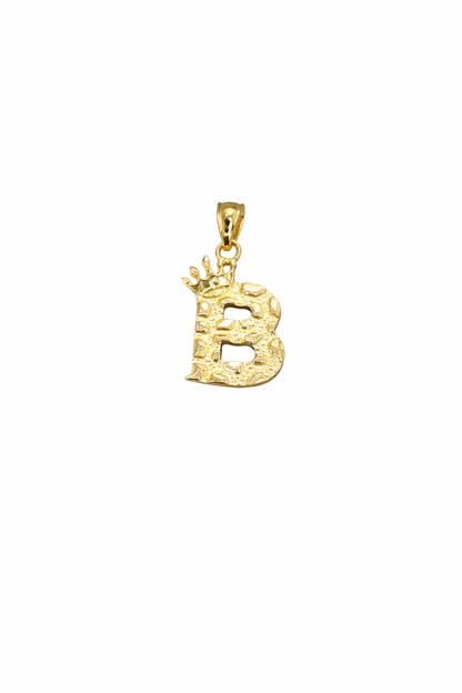 1535- NEW 10K Letter B Nugget Pendant W.G