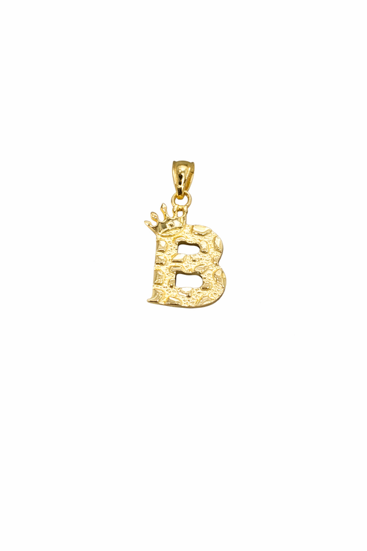 1535- NEW 10K Letter B Nugget Pendant W.G