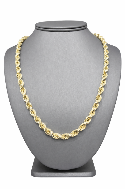 1552- NEW 10K Hollow Rope Chain 24” (7.8mm) W.G