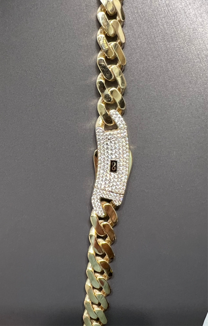 1238- NEW 14K Hollow Cuban Monaci Chain (9mm) W.G