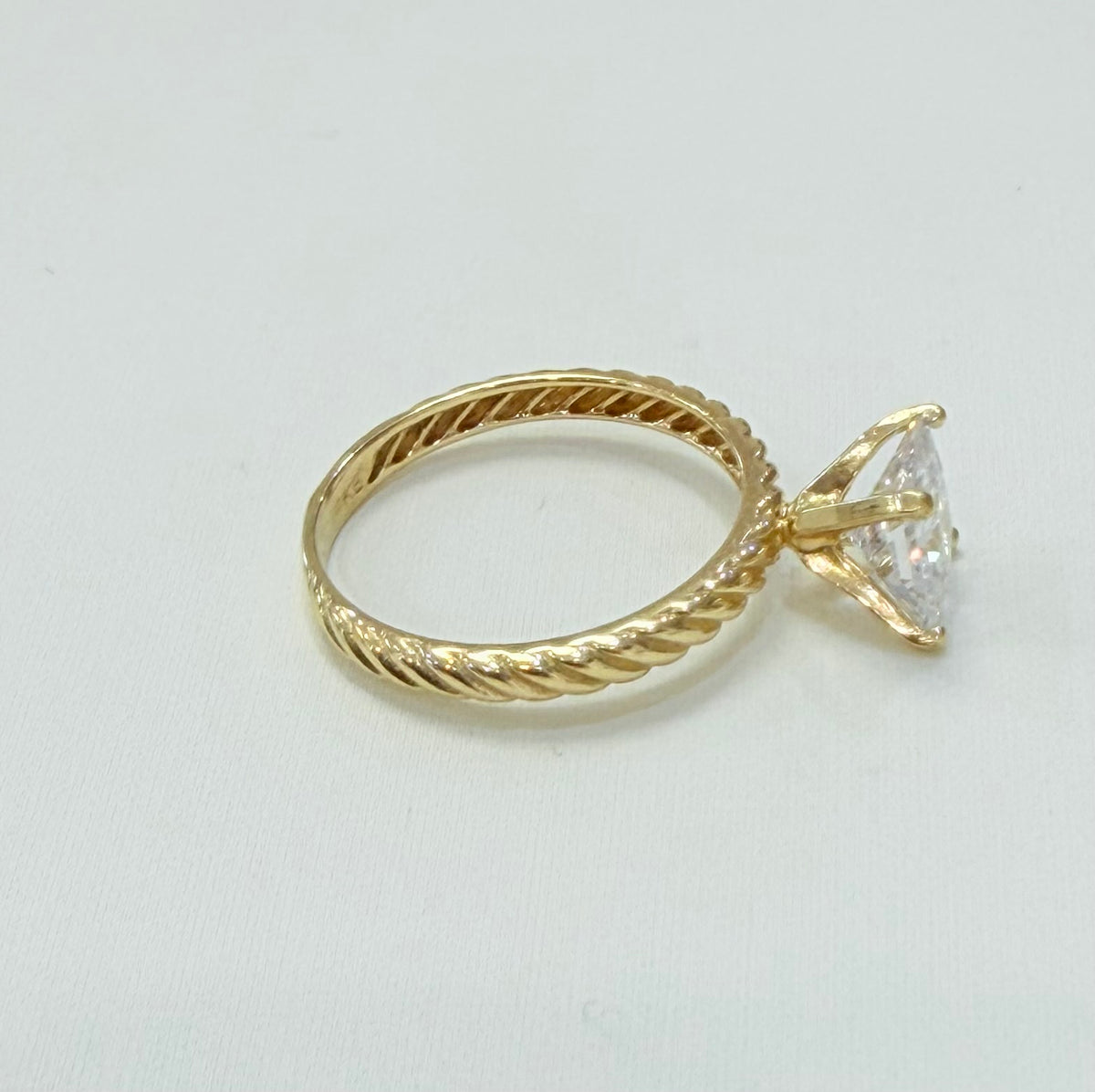 1448- NEW 14K Gold Wedding Square Cz Ring W.G