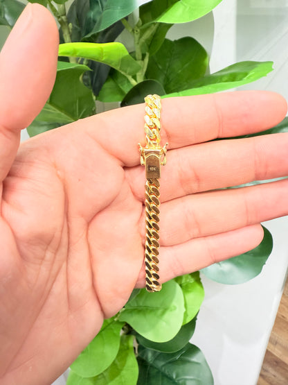 1270- 10K Solid Miami Cuban Bracelet 8.5" (7mm) W.G
