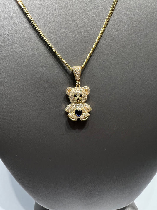 1215- NEW 14K Teddy Bear Gold Pendant W.G