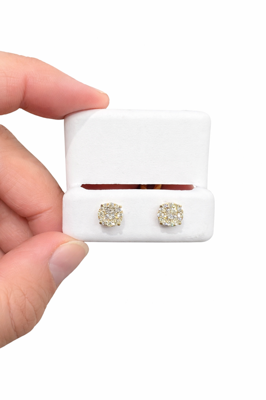 D3-NEW 10K Round Natural Diamond Stud Earrings Full Diamonds 💎0.36ct  (6.1mm)