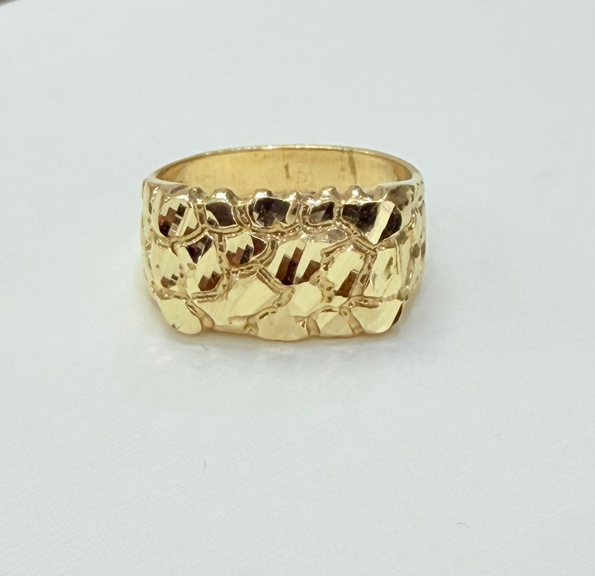 1198- NEW 14K Nugget Square Fashion Ring W.G