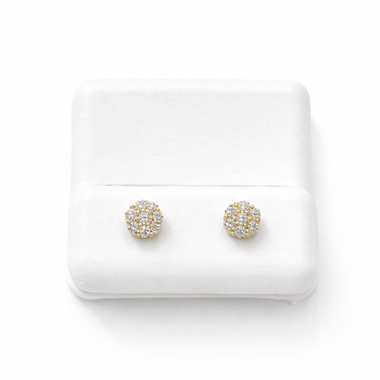 D6- NEW 10K Round Natural Full Diamond 💎 Stud Earrings (0.38ct)W.G