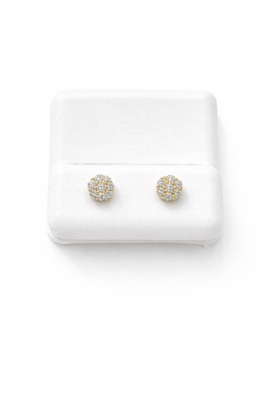 D6- NEW 10K Round Natural Full Diamond 💎 Stud Earrings (0.38ct)W.G