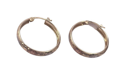 00119- NEW Hoop Earrings Tri-Toned Gold (W.G)